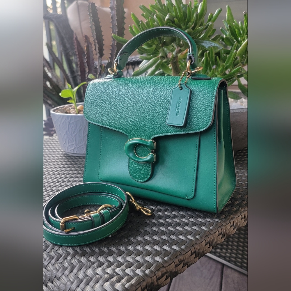 GORGEOUS Coach Tabby               Emerald Green Navy Blue Sued Interior